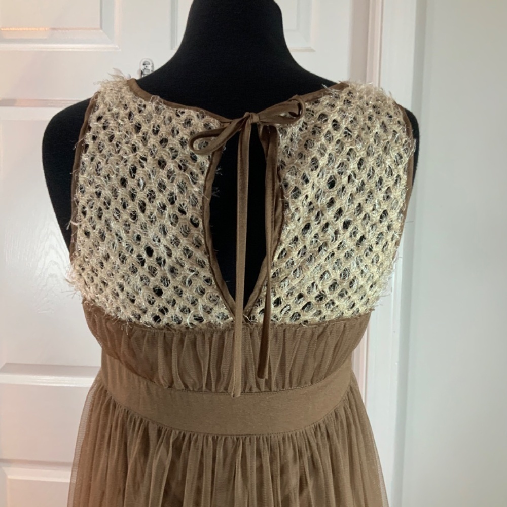 Anthropologie Rye Crochet Tiered Tulle Rosette Boho Sleeveless Dress Size Medium - Picture 6 of 9